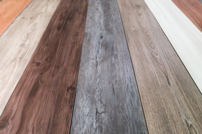 Luxury vinyl planks selection
